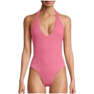 NEW Veronica Beard Salis Swimsuit Pink Size Medium One Piece Ribbed‎